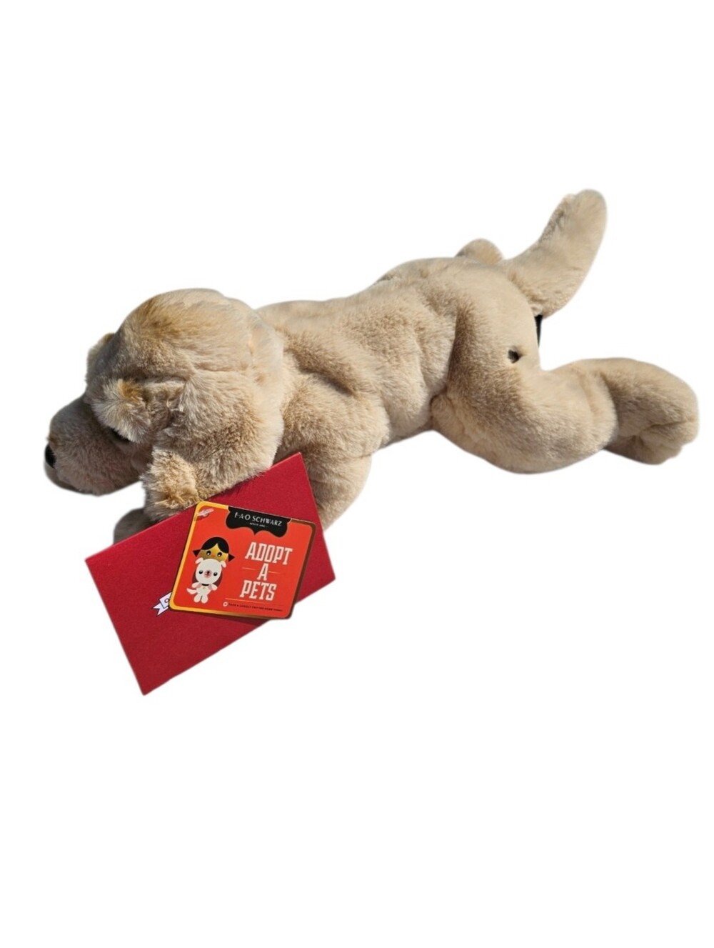FAO Schwarz 10-inch Labrador Golden Retriever Plush Toy With Pet Adoption Cert